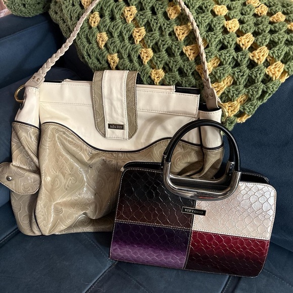 Vittorio Handbags - Bundle: Vittorio Patchwork Patent Handbag in Purple, Red, Silver and Black